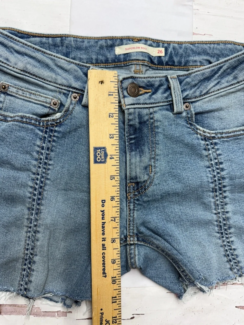 Levi’s Superlow Boot Denim‎ Cutoff Shorts Light Wash 26 Y2K
